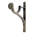 Antique brass curtain pole end bracket front view