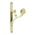 single polished brass curtain end bracket side on view