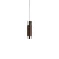 Dark oak and polished chrome cylindrical light pull with white cord