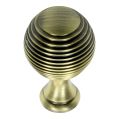 Reeded Cupboard Knob - Antique Brass