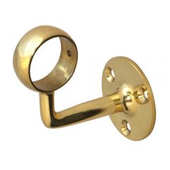Cranked Handrail Bracket with Ring - Polished Brass