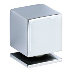 Solid Cube Cupboard Knob - Polished Chrome