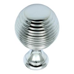 Reeded Cupboard Knob - Polished Chrome