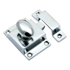 Cupboard Catch with Oval Knob - Polished Chrome