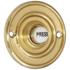 Round 60mm Polished Brass Bell Push