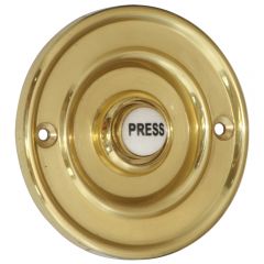 Round 76mm Bell Push - Unlacquered Brass