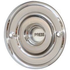 Round 76mm Bell Push - Polished Chrome