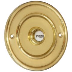 Round 100mm Bell Push - Polished Brass