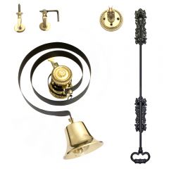 Traditional Polished Brass Butlers Bell & Black Iron Pull