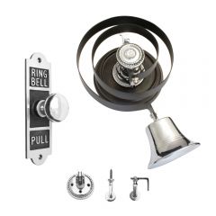 Butlers Bell & Oblong Embossed Bell Pull Mechanical  - Polished Chrome