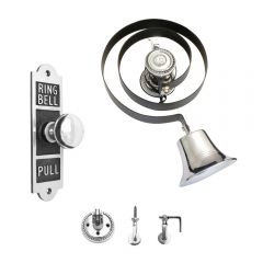 Butlers Bell & Oblong Embossed Bell Pull Mechanical  - Polished Chrome