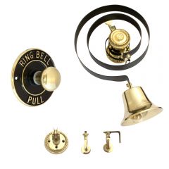 Butlers Bell & Round Embossed Bell Pull Mechanical  - Polished Brass