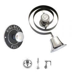 Butlers Bell & Round Embossed Bell Pull Mechanical  - Polished Chrome