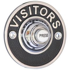 Embossed "VISITORS" Bell Push - Polished Chrome