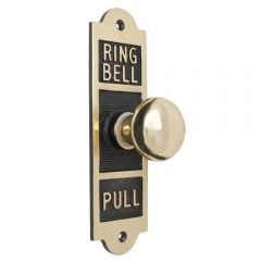 Oblong Embossed Bell Pull Mechanical  - Polished Brass