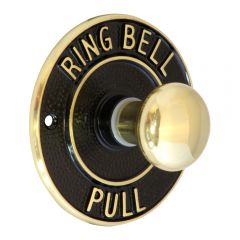 Round Embossed Bell Pull Mechanical  - Polished Brass