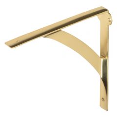 Plain Bridge Shelf Bracket for Wood - Polished Brass