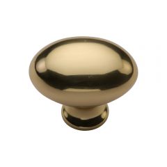Oval Cupboard Knob - Polished Brass