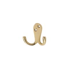 Double Robe Hook - Polished Brass