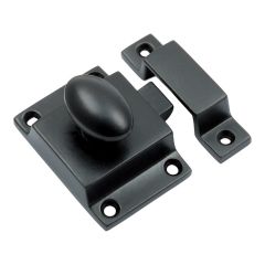 Cupboard Catch with Oval Knob - Matt Black