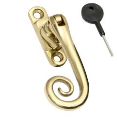 Monkey Tail Locking Espagnolette Fastener - Polished Brass