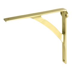 Plain Bridge Shelf Bracket for Wood - Polished Brass