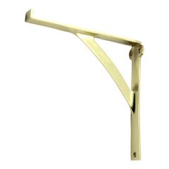 Plain Bridge Shelf Bracket for Glass - Polished Brass