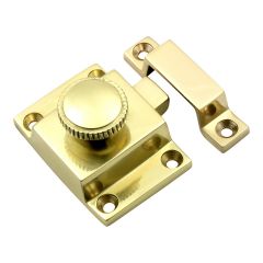 Knurled Cupboard Catch - Polished Brass