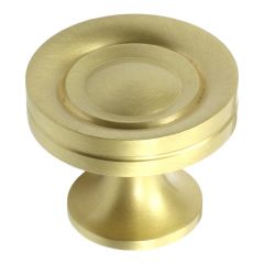 Solid Stepped Cupboard Knob - Satin Brass