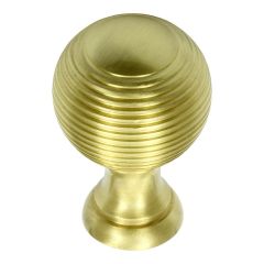 Reeded Cupboard Knob - Satin Brass