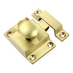 Cupboard Catch with Oval Knob - Satin Brass