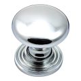 Ringed Plate Cupboard Knob - Polished Chrome