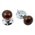Wooden Bun Mortice / Rim Knobs - Polished Chrome
