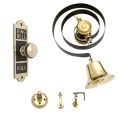Butlers Bell Full Kit -  Oblong Embossed Bell Pull Mechanical  - Polished Brass 