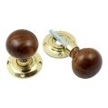 Wooden Bun Mortice / Rim Knobs - Polished Brass
